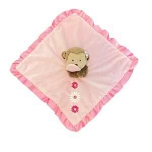 Lovey Pink Monkey Flowers Carter’s Lovey Rattle Blanket Security Plush